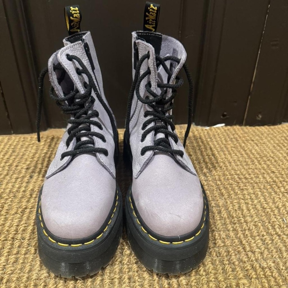 Dr. Martens Gray Combat Boots with Black Laces
